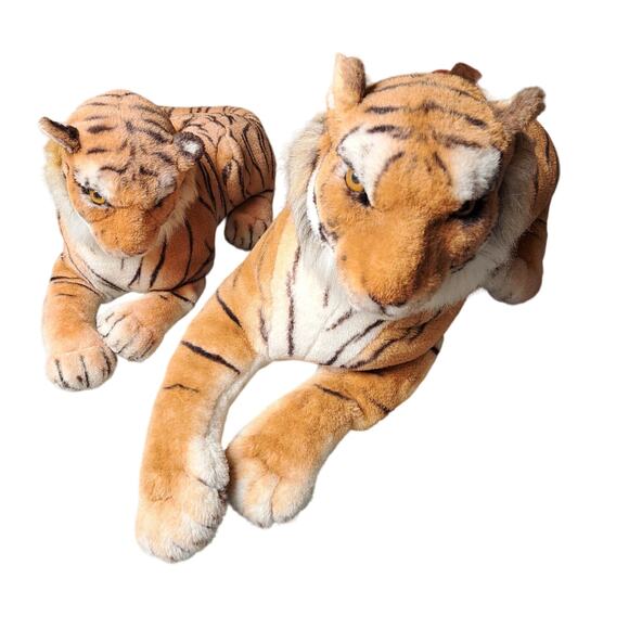 VINTAGE BEST MADE TOYS LIMITED TIGER MAMA CUB REALISTIC PLUSH 45" STUFFED ANIMAL - Picture 5 of 16